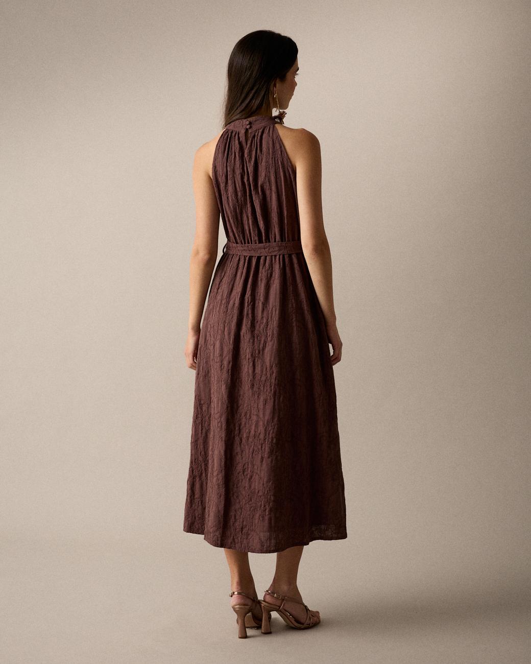 Vestido Bordado Cuello Halter