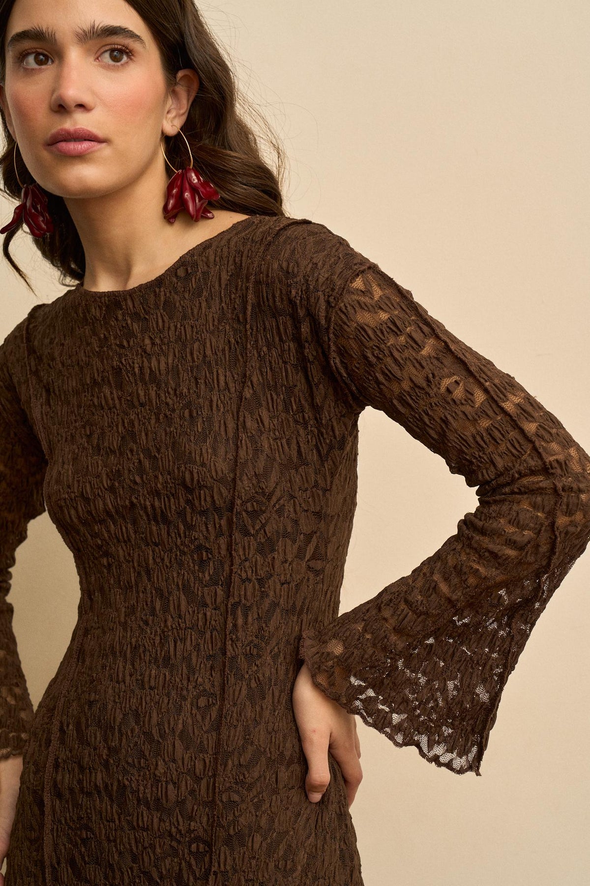 Vestido Midi Encaje Floral Éloïse