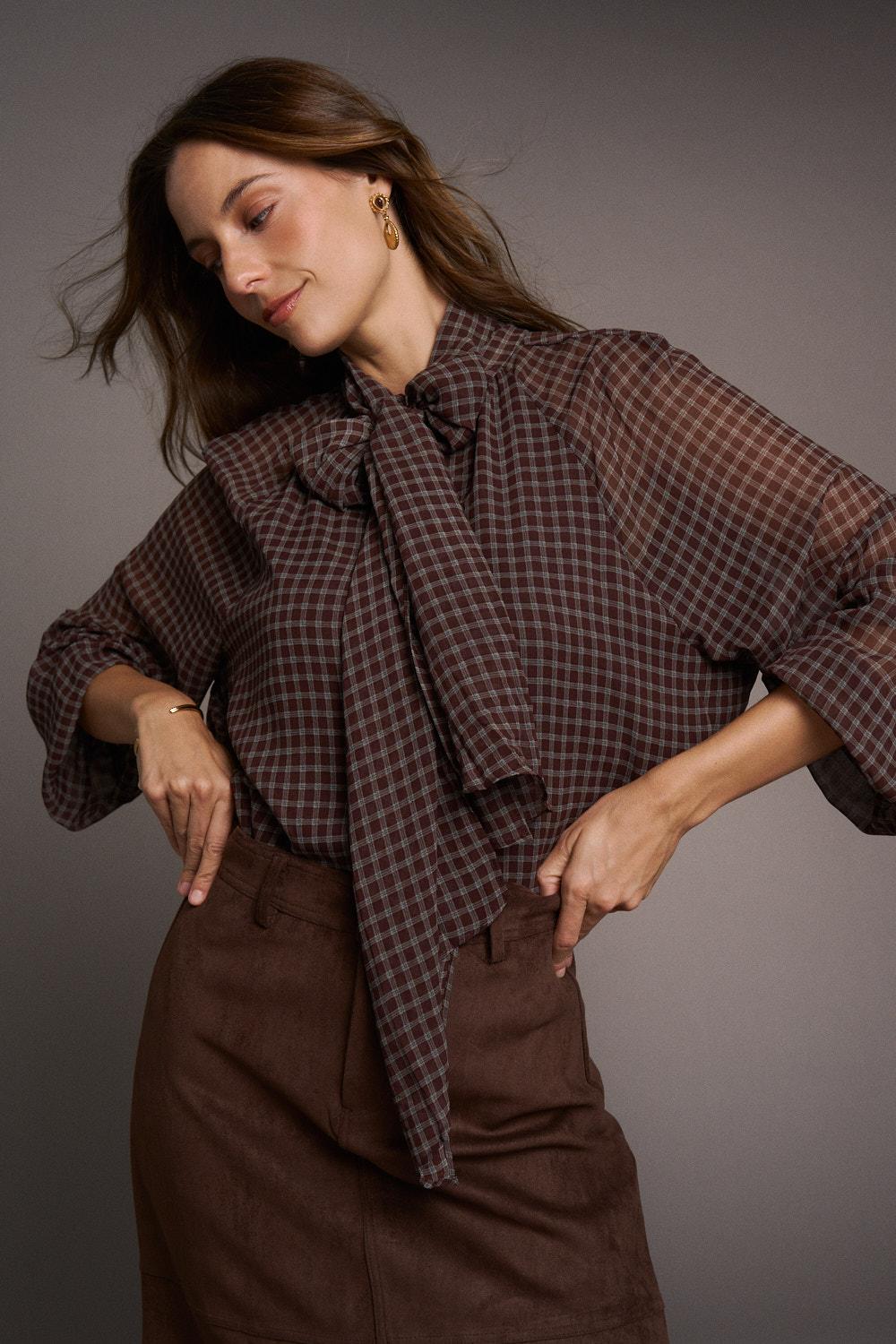 Blusa Cuadros Borda Amélie