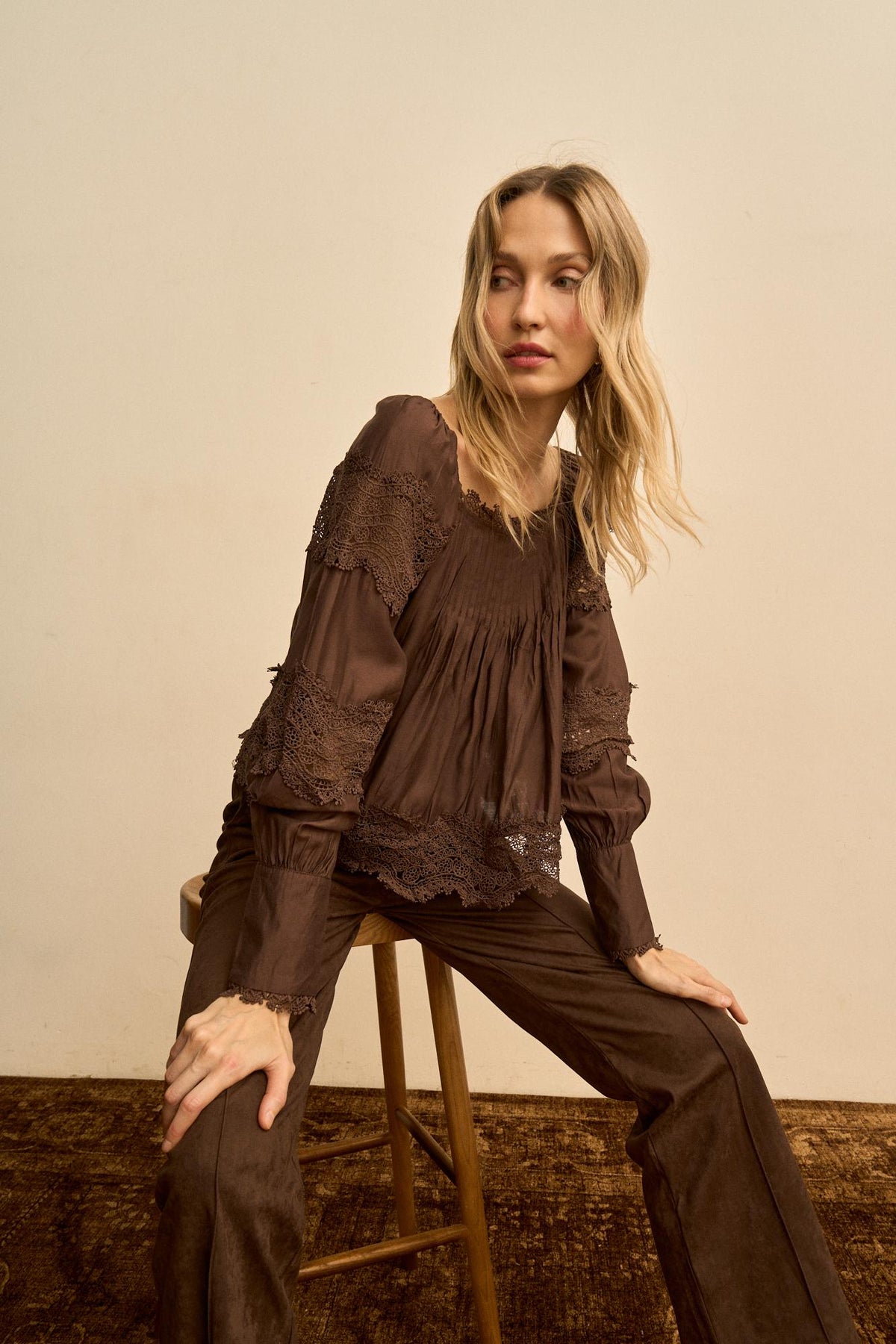 Blusa Encaje Fruncida Elodie